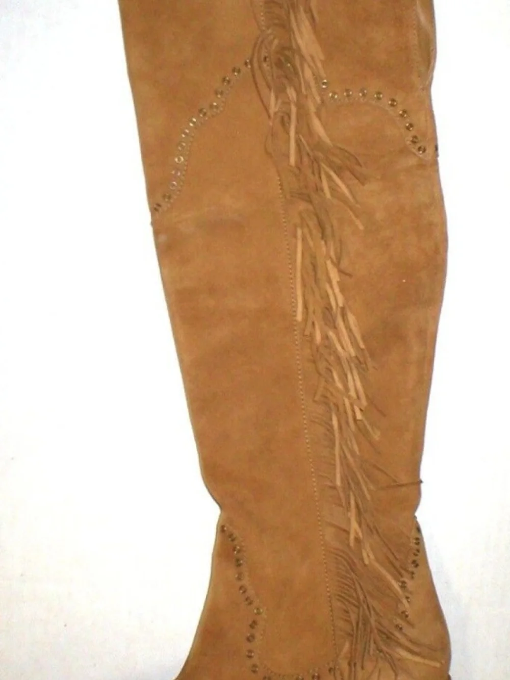 Frye Women's Over-the-Knee Fringe Suede Boots - Tan Brown